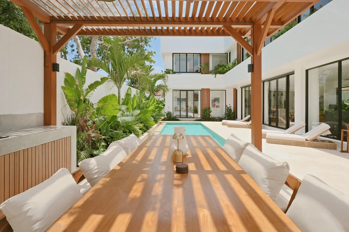 The BBQ pavilion · Under the pergola
